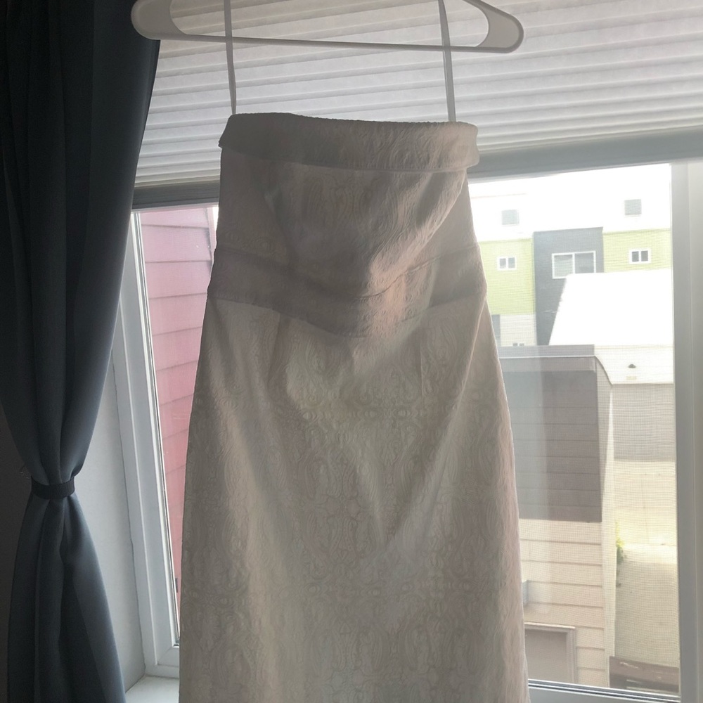 WHBM white embroidered strapless dress